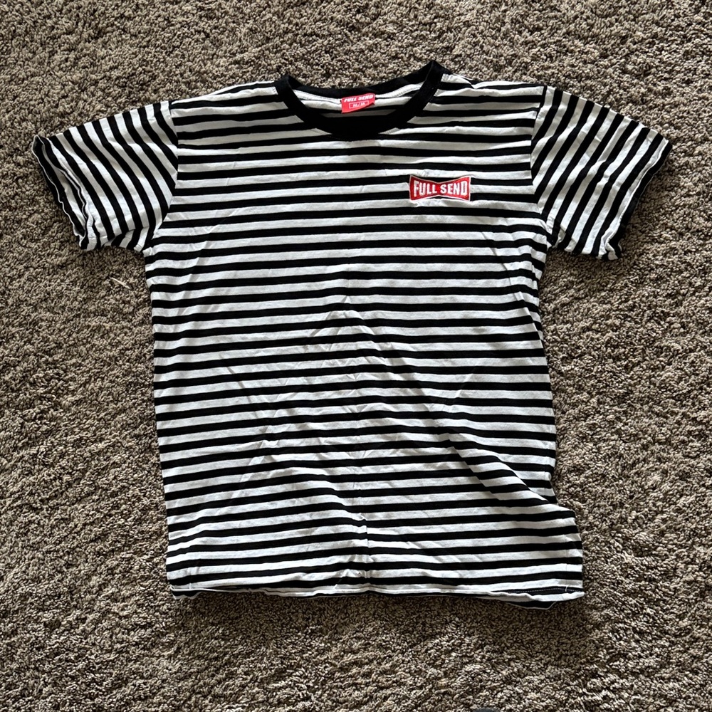 Full Send Black and White Striped Men's Tee